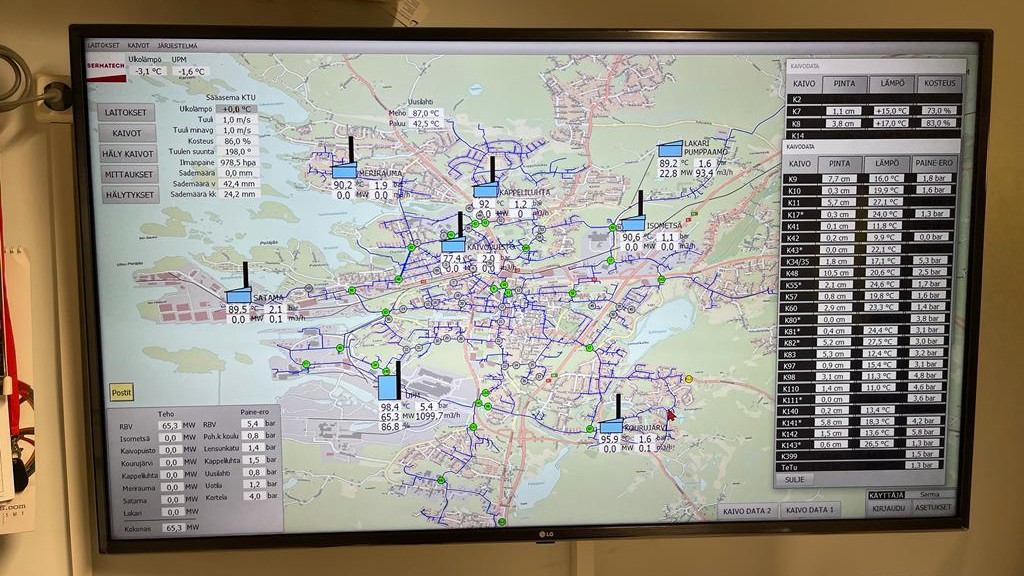 Katsaus Sermatechin vuoteen 2022 –Rauma Energian näytöiltä voi seurata reaaliaikaisesti lämpökaivojen ja kattilalaitosten tapahtumia